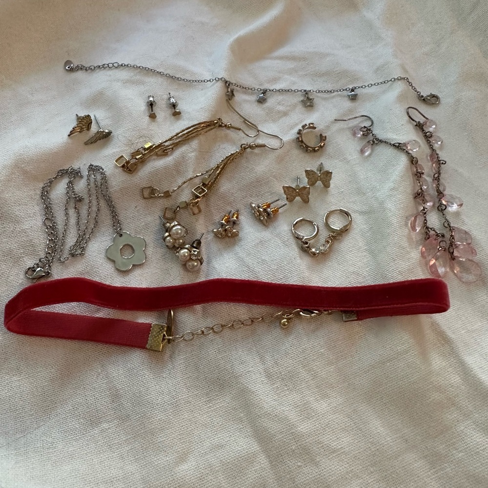 Assorted Jewelry (earrings, choker, bracelet, ear cuff)